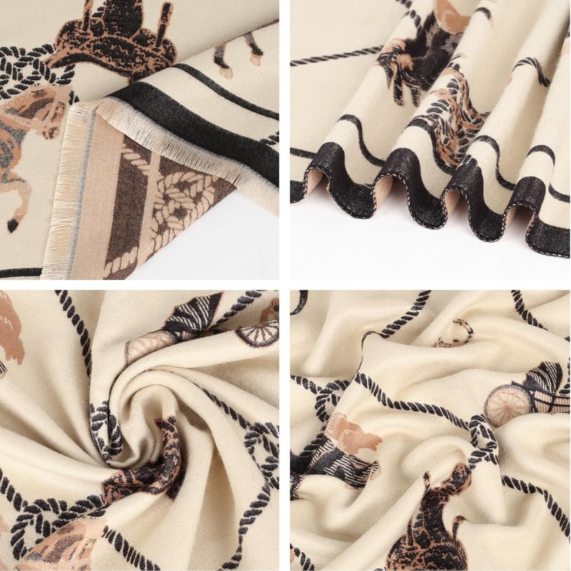 EXTREE Scarfs for Women Pashmina Silky Shawl Wrap for Evening Dressing Blanket Open Front Poncho Cape - Image 4